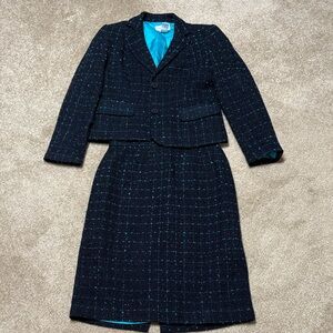 Chadwicks Black and Blue Plaid Dress Suit